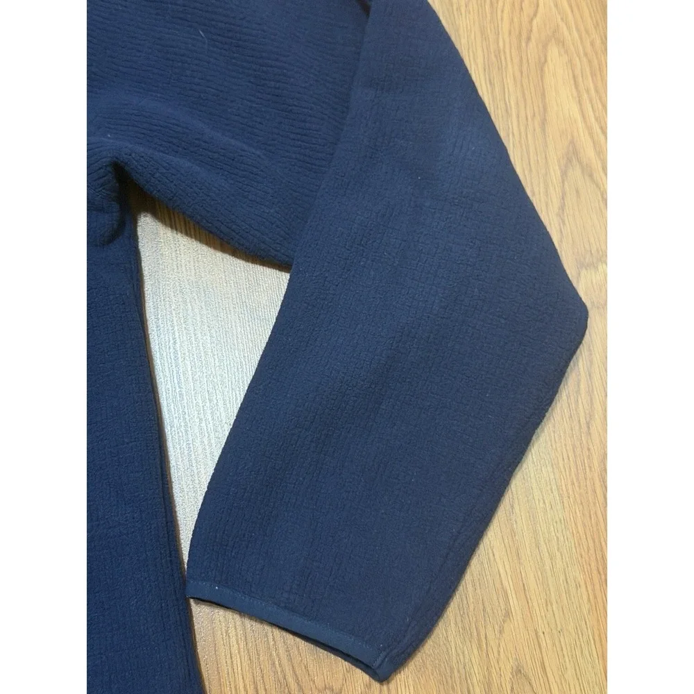 The North Face Waffle Fleece Quarter Zip Pullover Mens Large Navy Blue